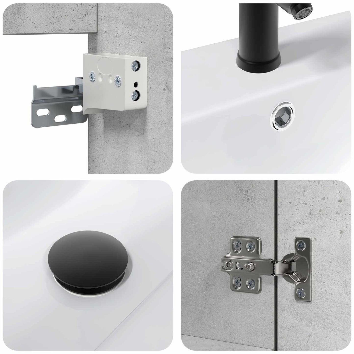 vidaXL Bathroom Vanity Unit with Tap Concrete Grey 61 x 40 x 74.5 cm