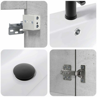 vidaXL Bathroom Vanity Unit with Tap Concrete Grey 61 x 40 x 74.5 cm