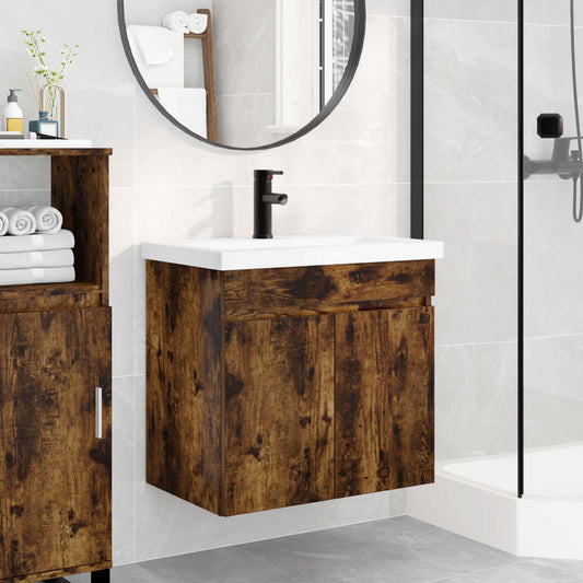 vidaXL Bathroom Vanity Unit with Tap Smoked Oak 61 x 40 x 74.5 cm