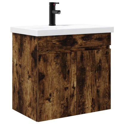 vidaXL Bathroom Vanity Unit with Tap Smoked Oak 61 x 40 x 74.5 cm