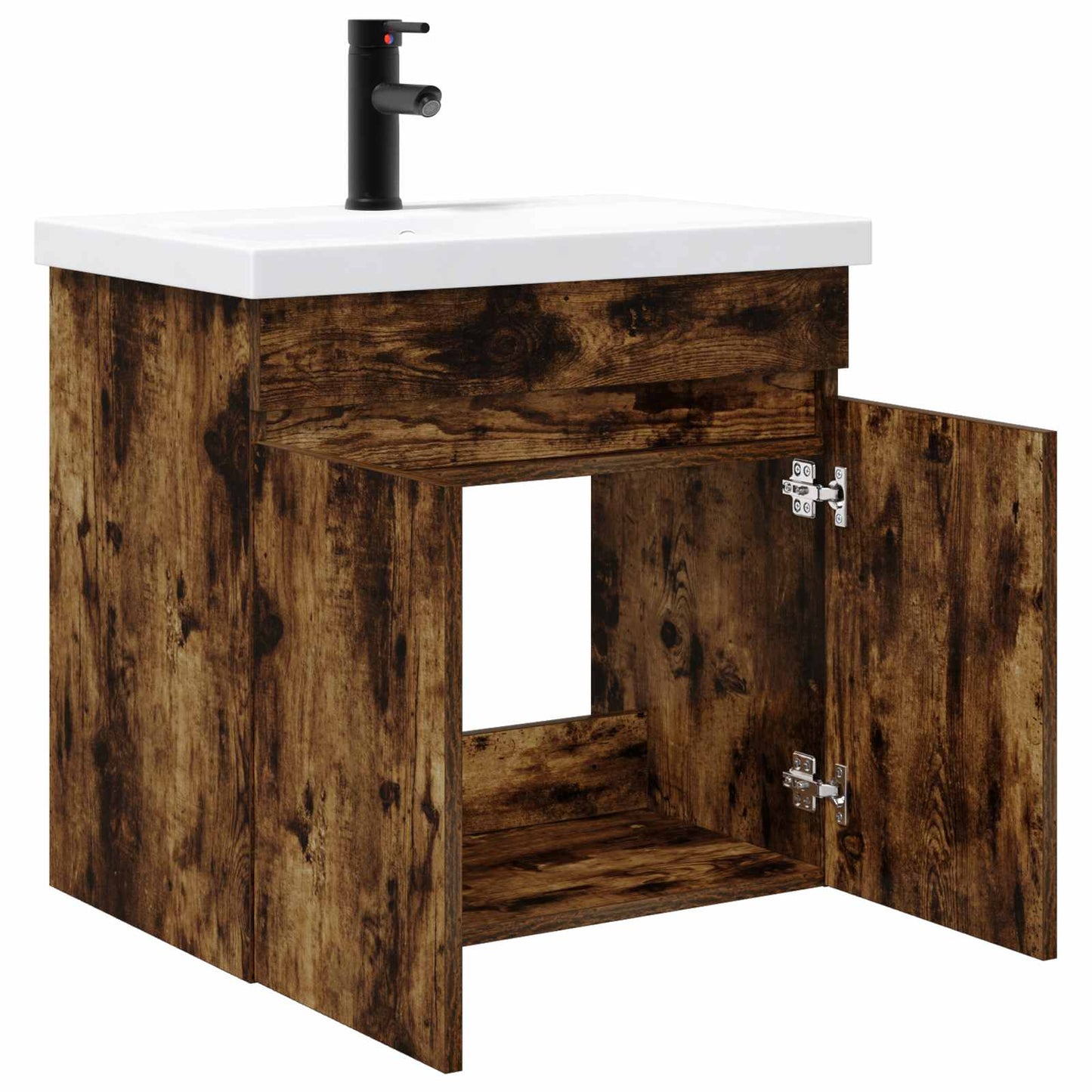 vidaXL Bathroom Vanity Unit with Tap Smoked Oak 61 x 40 x 74.5 cm