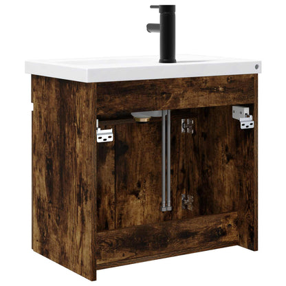 vidaXL Bathroom Vanity Unit with Tap Smoked Oak 61 x 40 x 74.5 cm