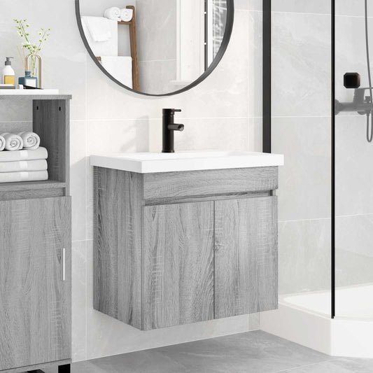 vidaXL Bathroom Vanity Unit with Tap Grey Sonoma 61 x 40 x 74.5 cm