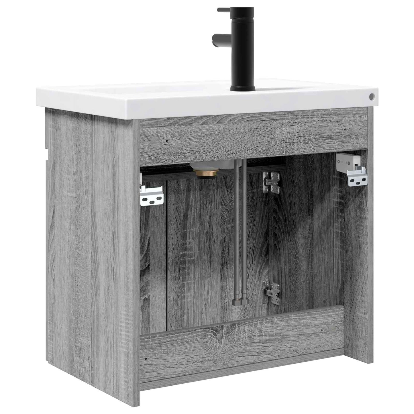vidaXL Bathroom Vanity Unit with Tap Grey Sonoma 61 x 40 x 74.5 cm
