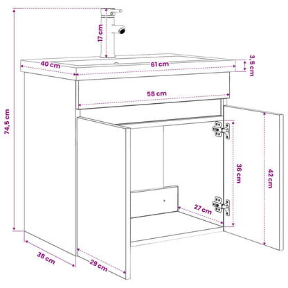 vidaXL Bathroom Vanity Unit with Tap Old Wood 61 x 40 x 74.5 cm