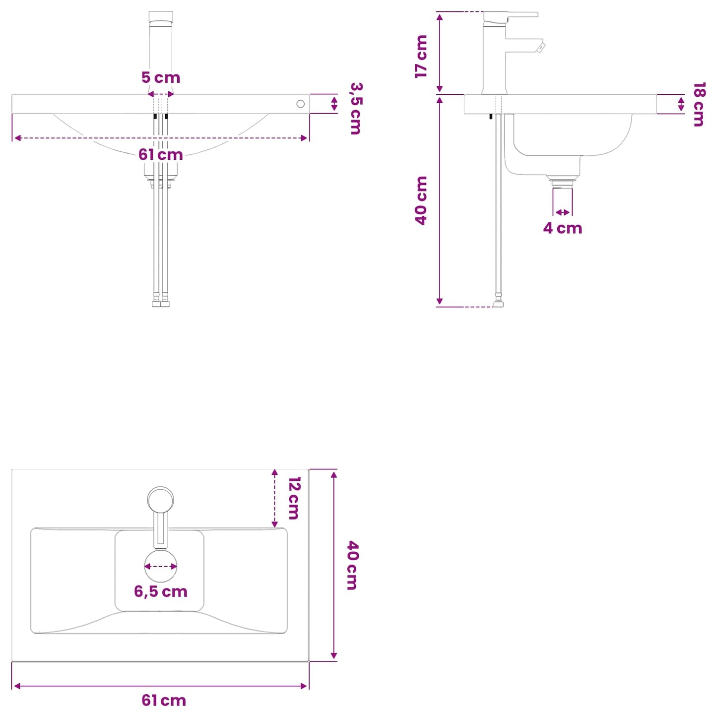 vidaXL Bathroom Vanity Unit with Tap Old Wood 61 x 40 x 74.5 cm