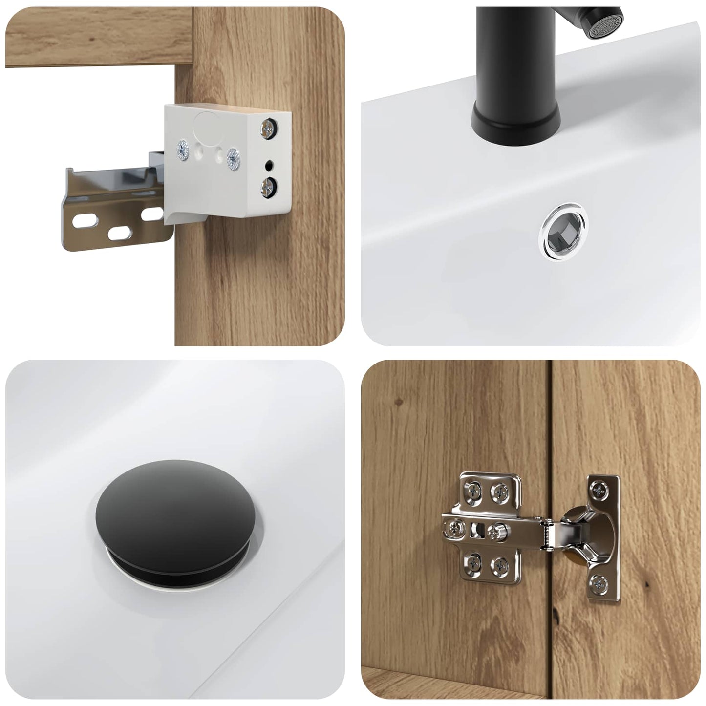vidaXL Bathroom Vanity Unit with Tap Artisan Oak 61 x 40 x 74.5 cm