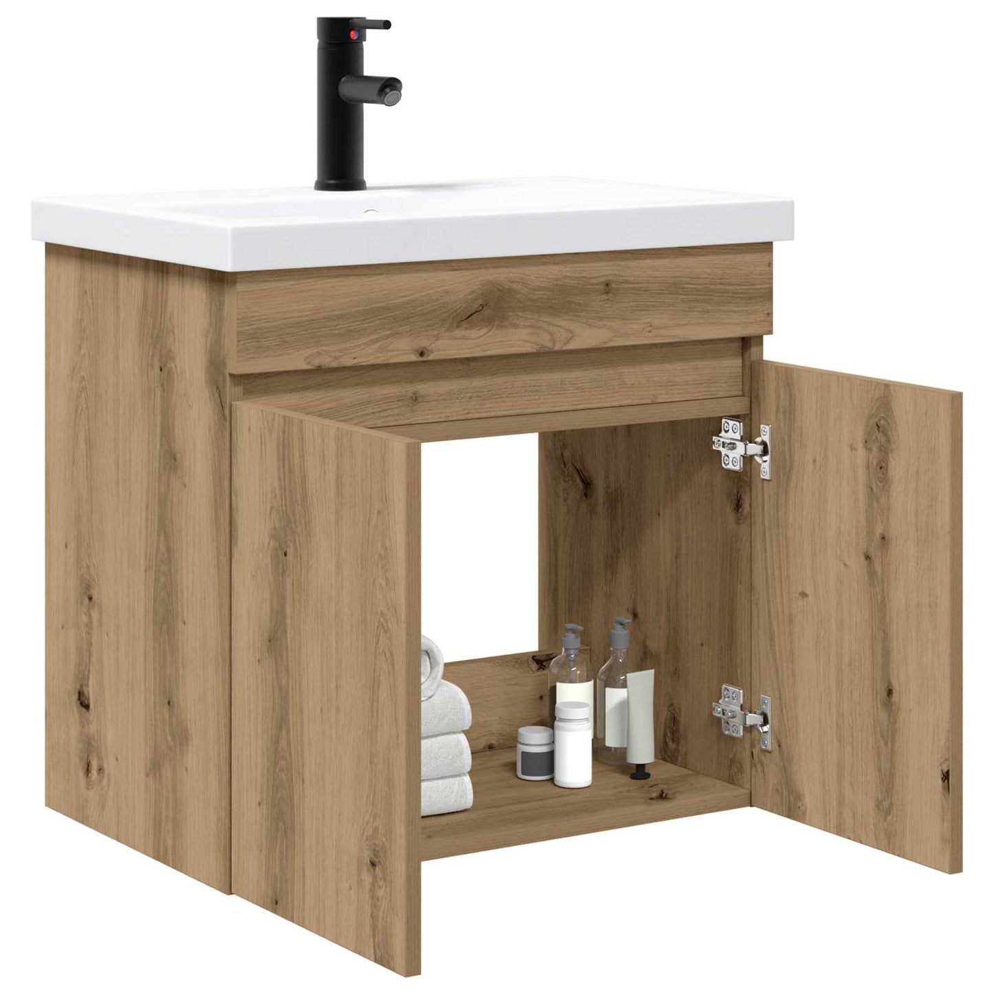 vidaXL Bathroom Vanity Unit with Tap Artisan Oak 61 x 40 x 74.5 cm