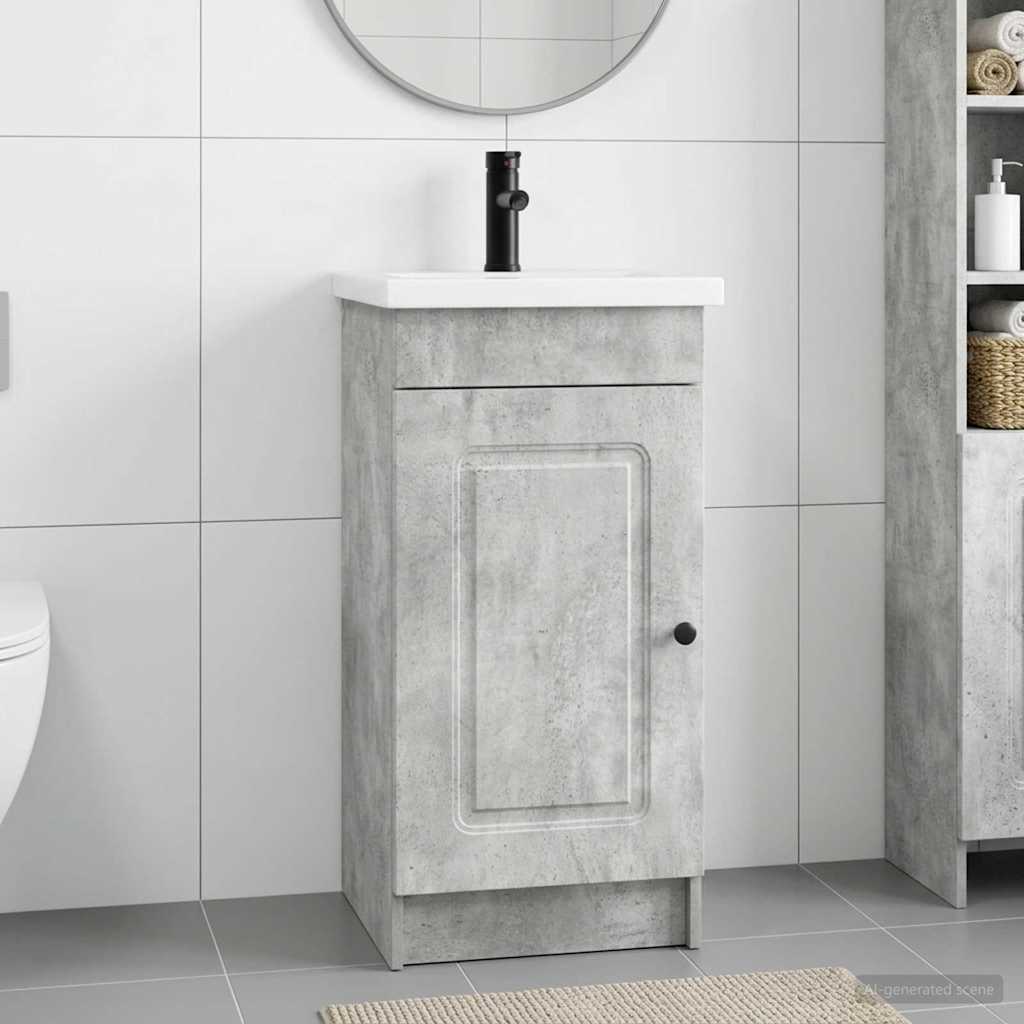 vidaXL Bathroom Vanity with Sink Concrete Grey 42 x 40 x 84.5 cm