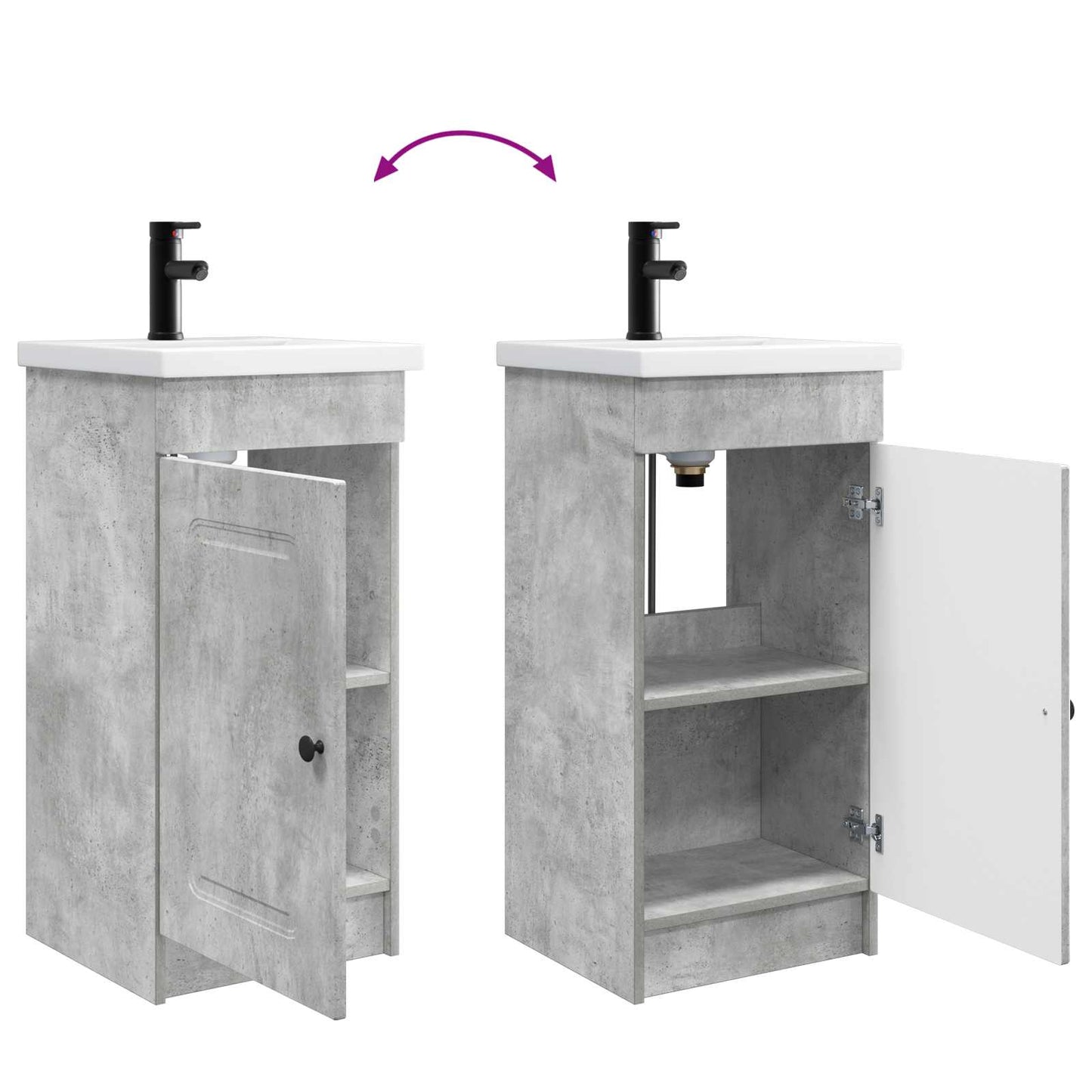 vidaXL Bathroom Vanity with Sink Concrete Grey 42 x 40 x 84.5 cm