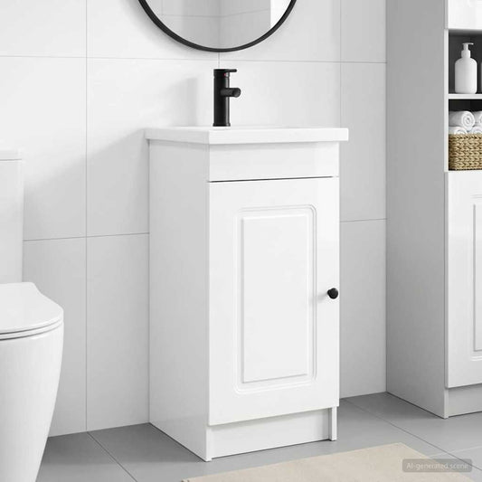 vidaXL Bathroom Vanity with Sink High Gloss White 42 x 40 x 84.5 cm