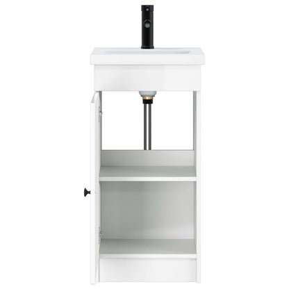 vidaXL Bathroom Vanity with Sink High Gloss White 42 x 40 x 84.5 cm