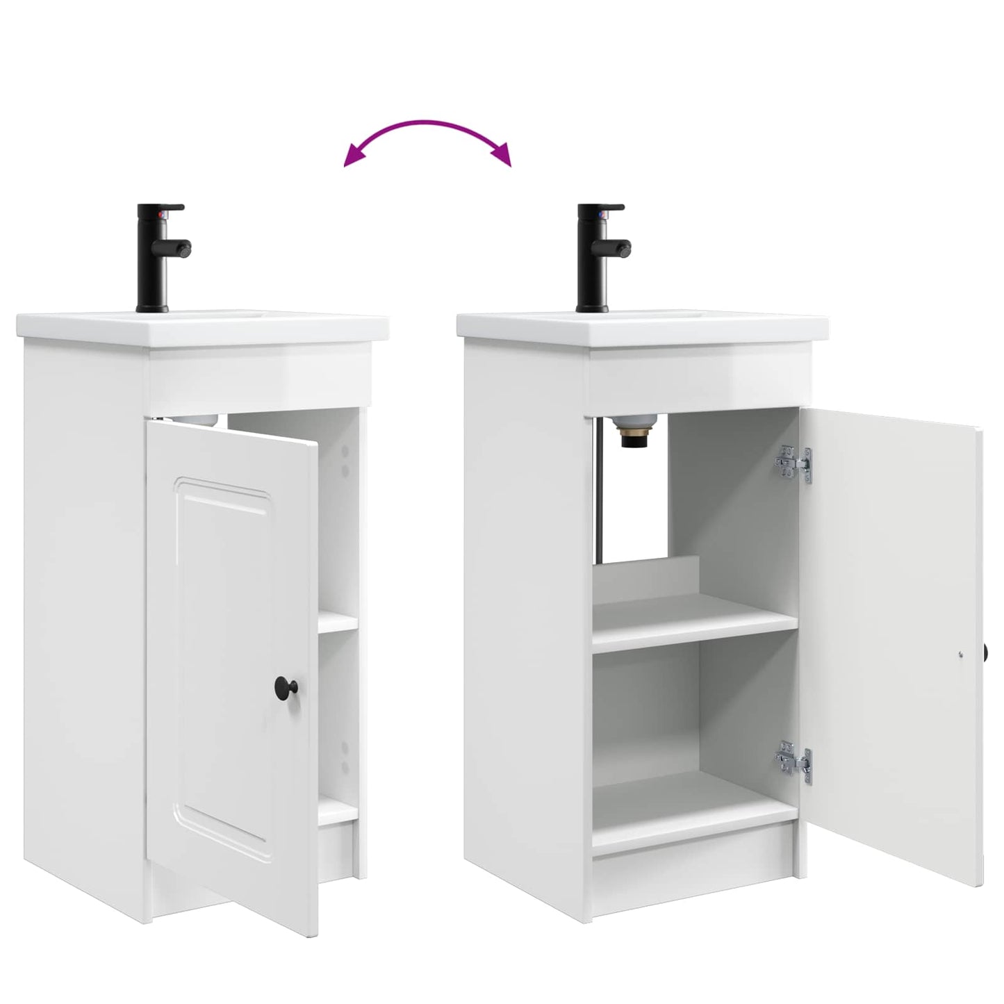 vidaXL Bathroom Vanity with Sink High Gloss White 42 x 40 x 84.5 cm
