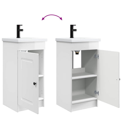 vidaXL Bathroom Vanity with Sink High Gloss White 42 x 40 x 84.5 cm