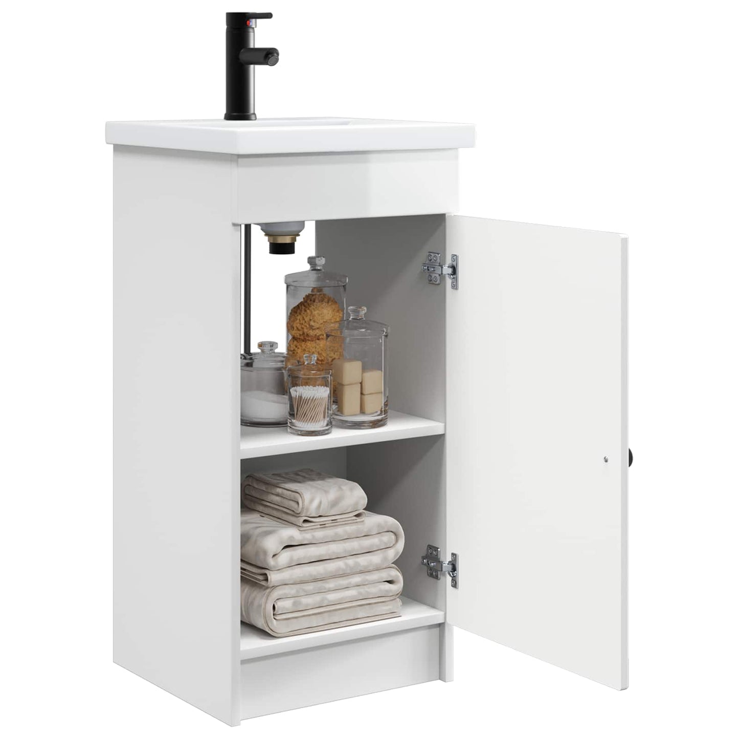 vidaXL Bathroom Vanity with Sink High Gloss White 42 x 40 x 84.5 cm