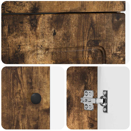 vidaXL Bathroom Vanity with Sink Smoked Oak 42 x 40 x 84.5 cm