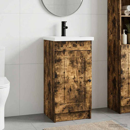 vidaXL Bathroom Vanity with Sink Smoked Oak 42 x 40 x 84.5 cm