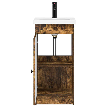 vidaXL Bathroom Vanity with Sink Smoked Oak 42 x 40 x 84.5 cm