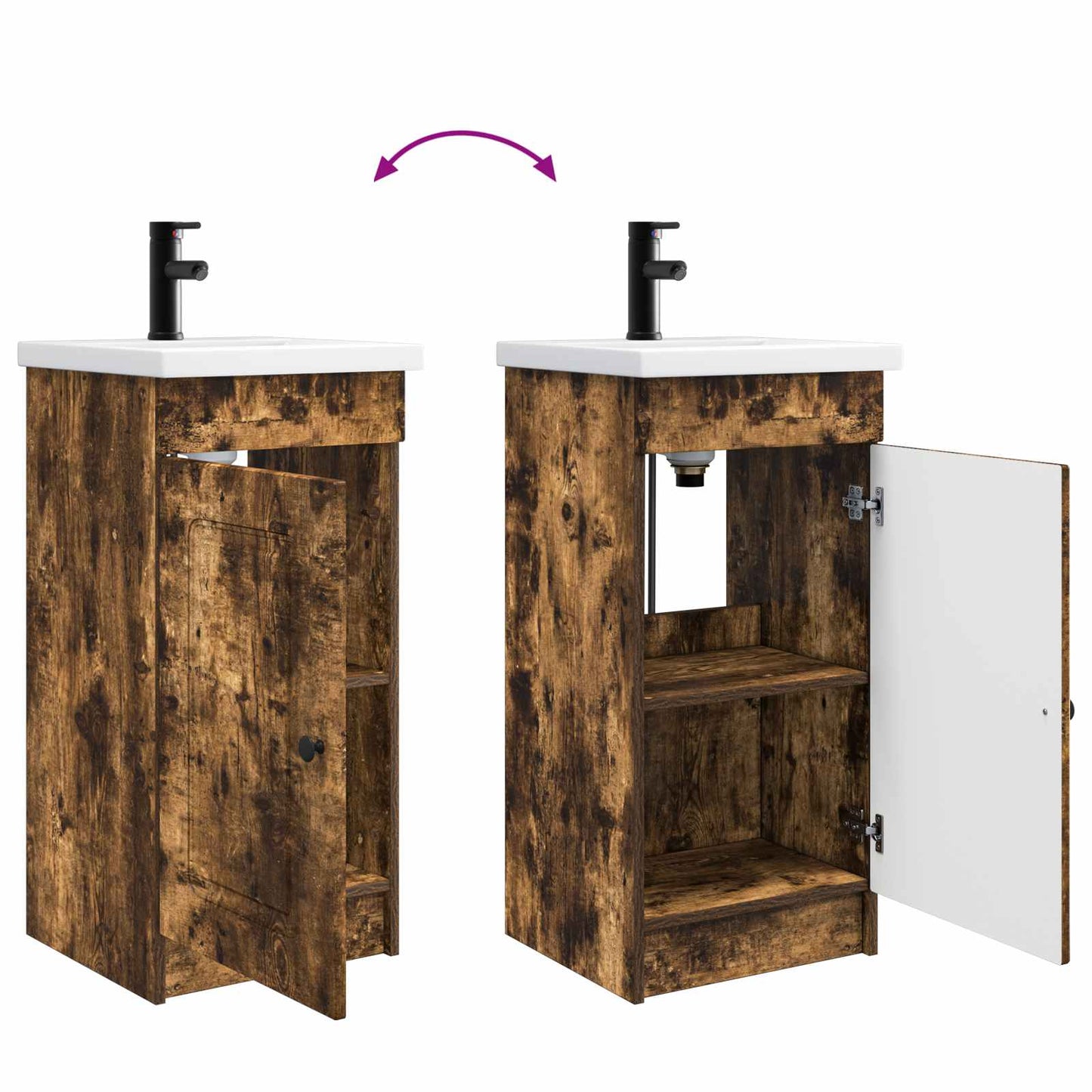 vidaXL Bathroom Vanity with Sink Smoked Oak 42 x 40 x 84.5 cm