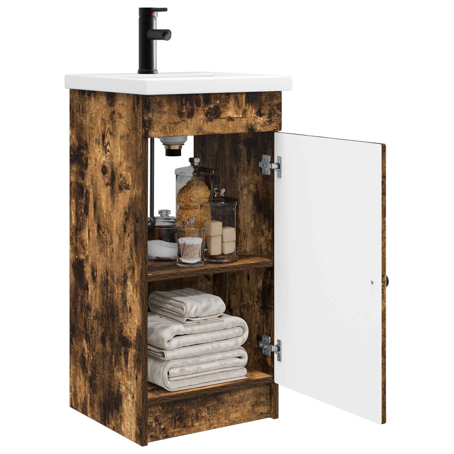 vidaXL Bathroom Vanity with Sink Smoked Oak 42 x 40 x 84.5 cm