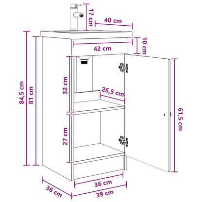 vidaXL Bathroom Vanity with Sink Artisan Oak 42 x 40 x 84.5 cm