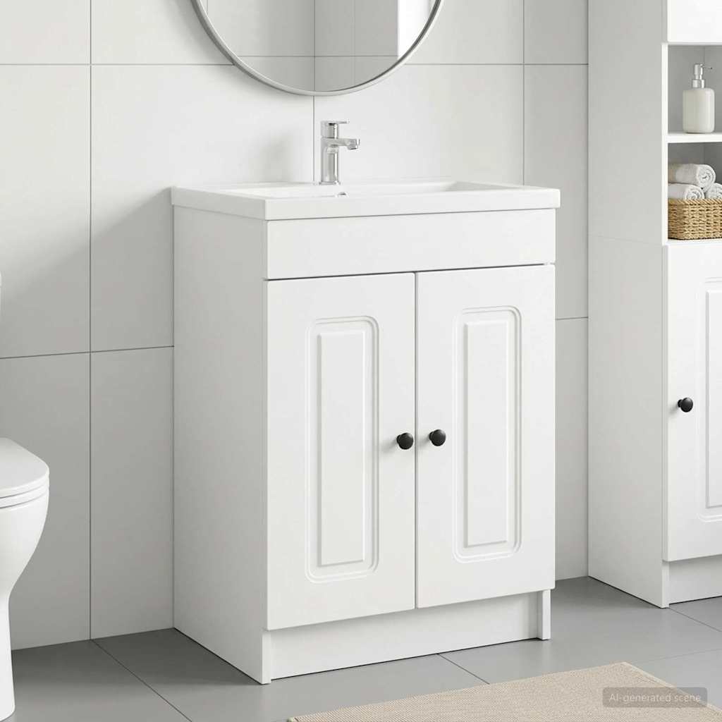 vidaXL Bathroom under Sink Cabinet White 56 x 37.5 x 81 cm