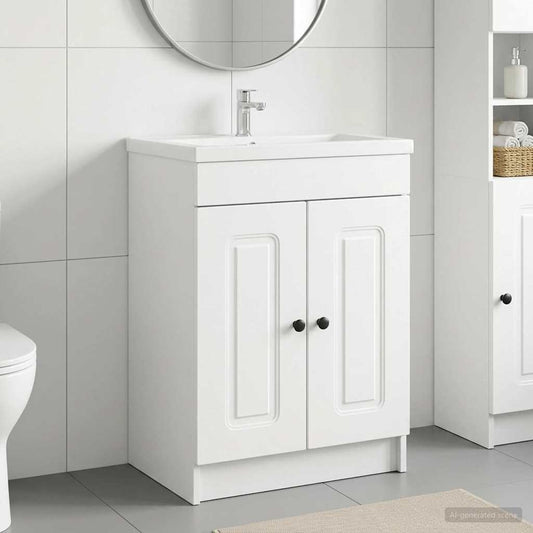 vidaXL Bathroom under Sink Cabinet White 56 x 37.5 x 81 cm