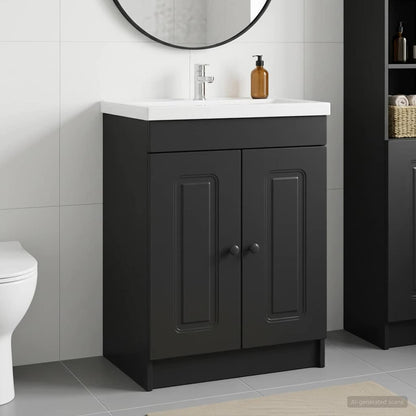 vidaXL Bathroom under Sink Cabinet Black 56 x 37.5 x 81 cm