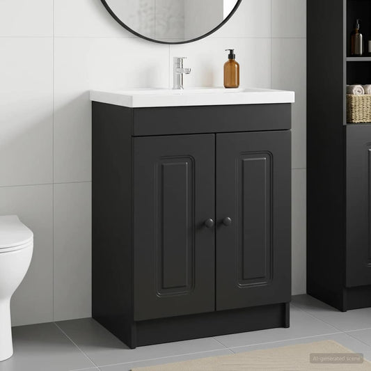 vidaXL Bathroom under Sink Cabinet Black 56 x 37.5 x 81 cm