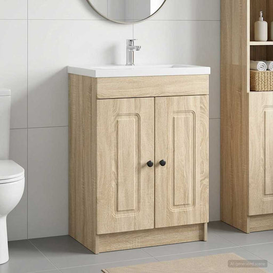 vidaXL Bathroom under Sink Cabinet Sonoma Oak 56 x 37.5 x 81 cm