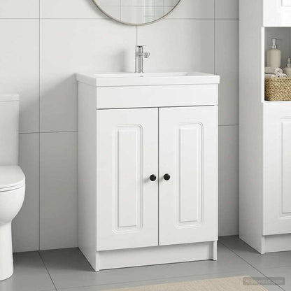 vidaXL Bathroom under Sink Cabinet High Gloss White 56 x 37.5 x 81 cm