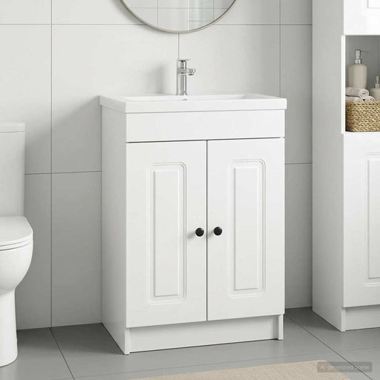 vidaXL Bathroom under Sink Cabinet High Gloss White 56 x 37.5 x 81 cm
