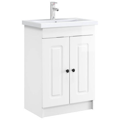 vidaXL Bathroom under Sink Cabinet High Gloss White 56 x 37.5 x 81 cm