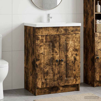 vidaXL Bathroom under Sink Cabinet Smoked Oak 56 x 37.5 x 81 cm
