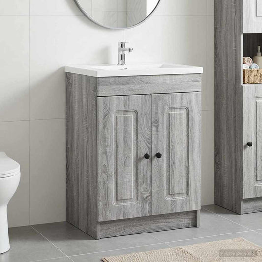 vidaXL Bathroom under Sink Cabinet Grey Sonoma 56 x 37.5 x 81 cm