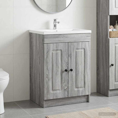 vidaXL Bathroom under Sink Cabinet Grey Sonoma 56 x 37.5 x 81 cm