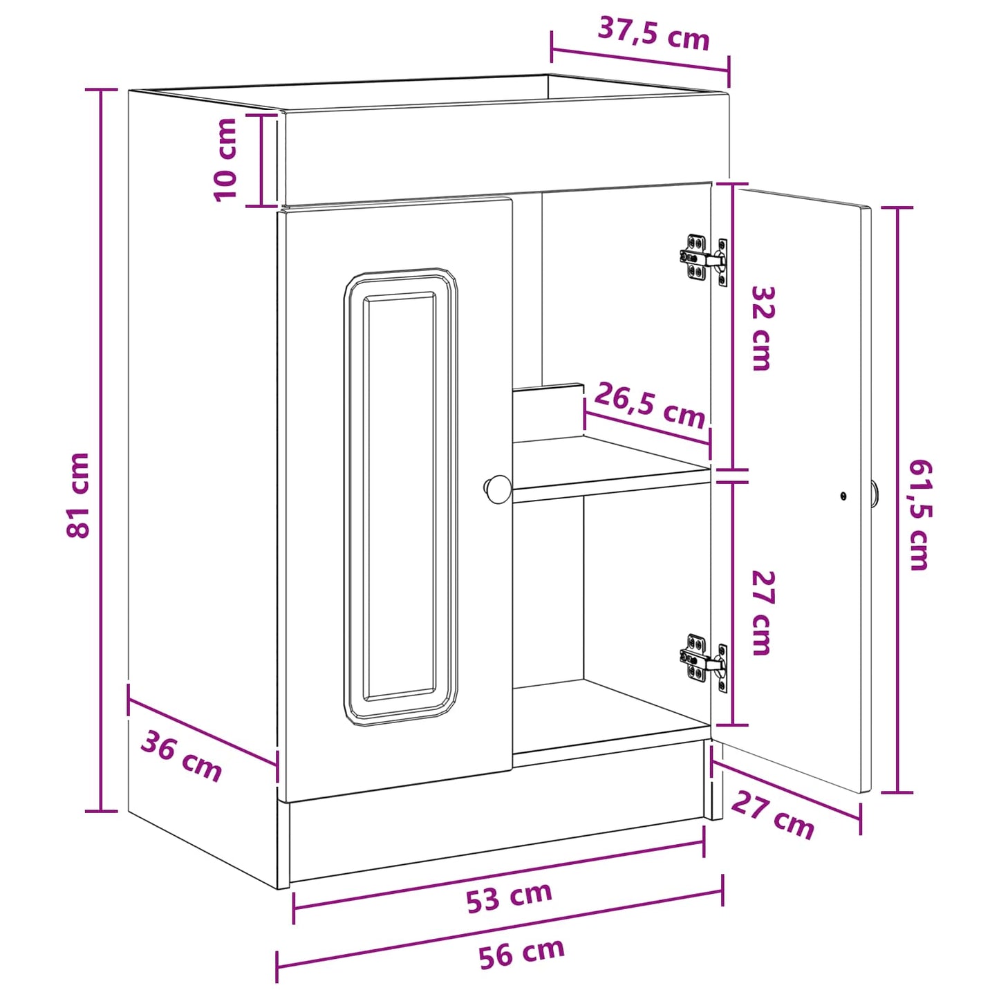 vidaXL Bathroom under Sink Cabinet Artisan Oak 56 x 37.5 x 81 cm