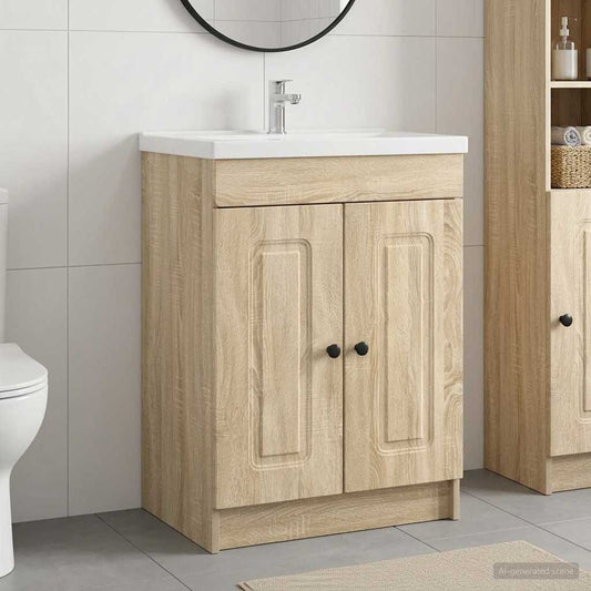 vidaXL Bathroom under Sink Cabinet Sonoma Oak 78.5 x 37.5 x 81 cm