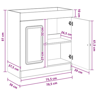 vidaXL Bathroom under Sink Cabinet Concrete Grey 78.5 x 37.5 x 81 cm