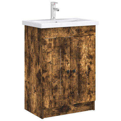 vidaXL Bathroom under Sink Cabinet Smoked Oak 78.5 x 37.5 x 81 cm