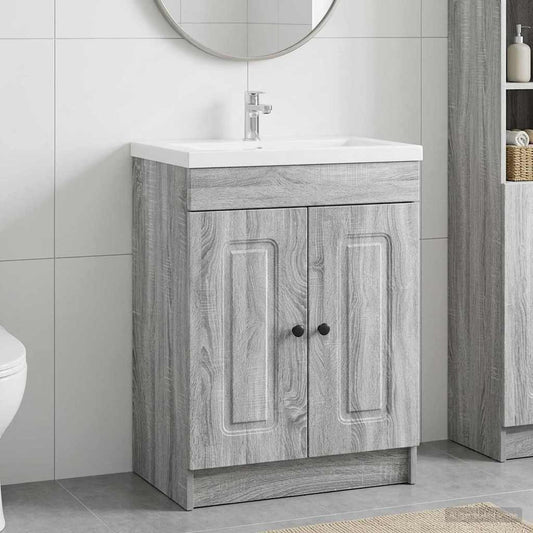 vidaXL Bathroom under Sink Cabinet Grey Sonoma 78.5 x 37.5 x 81 cm