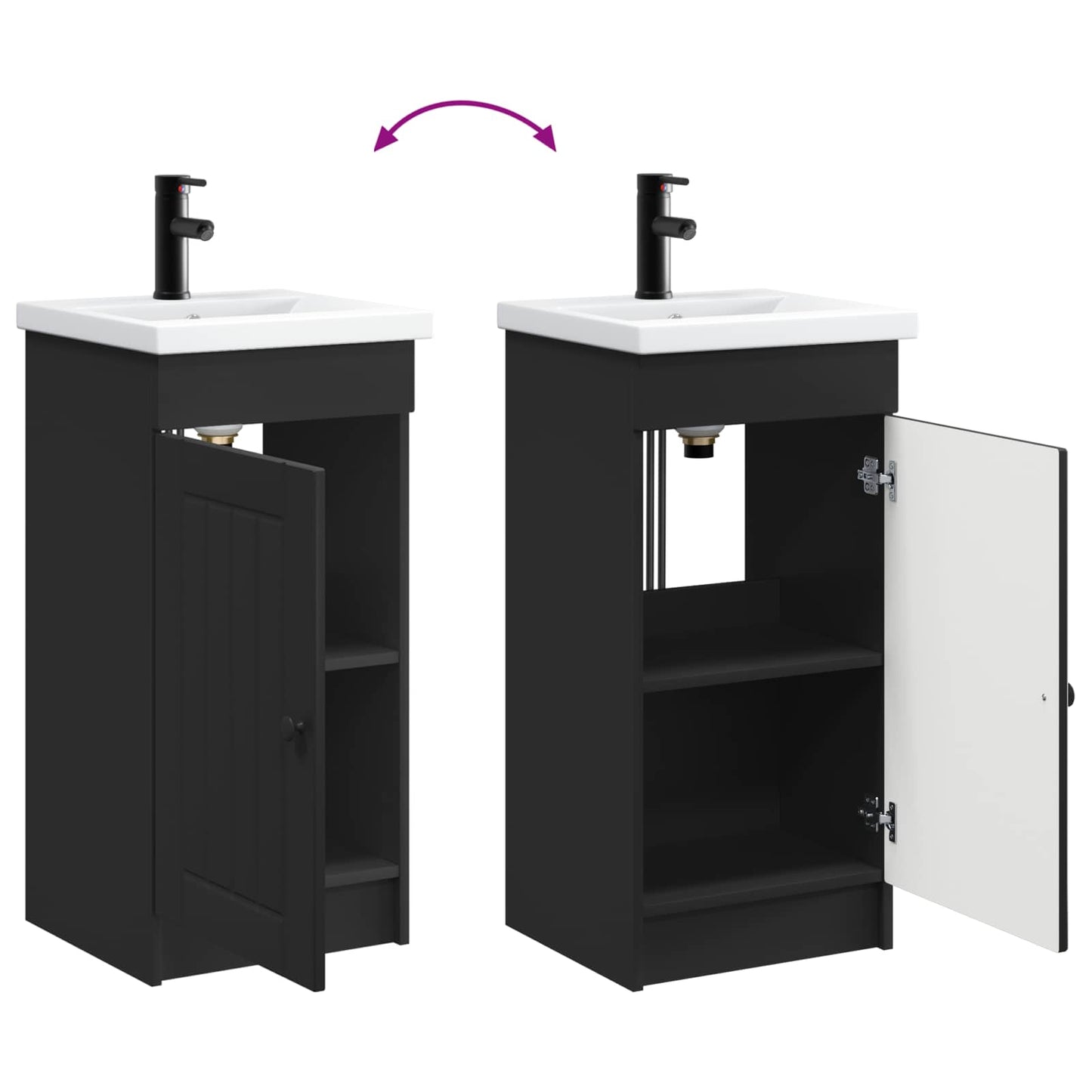 vidaXL Bathroom Vanity with Sink Black 42 x 40 x 84.5 cm