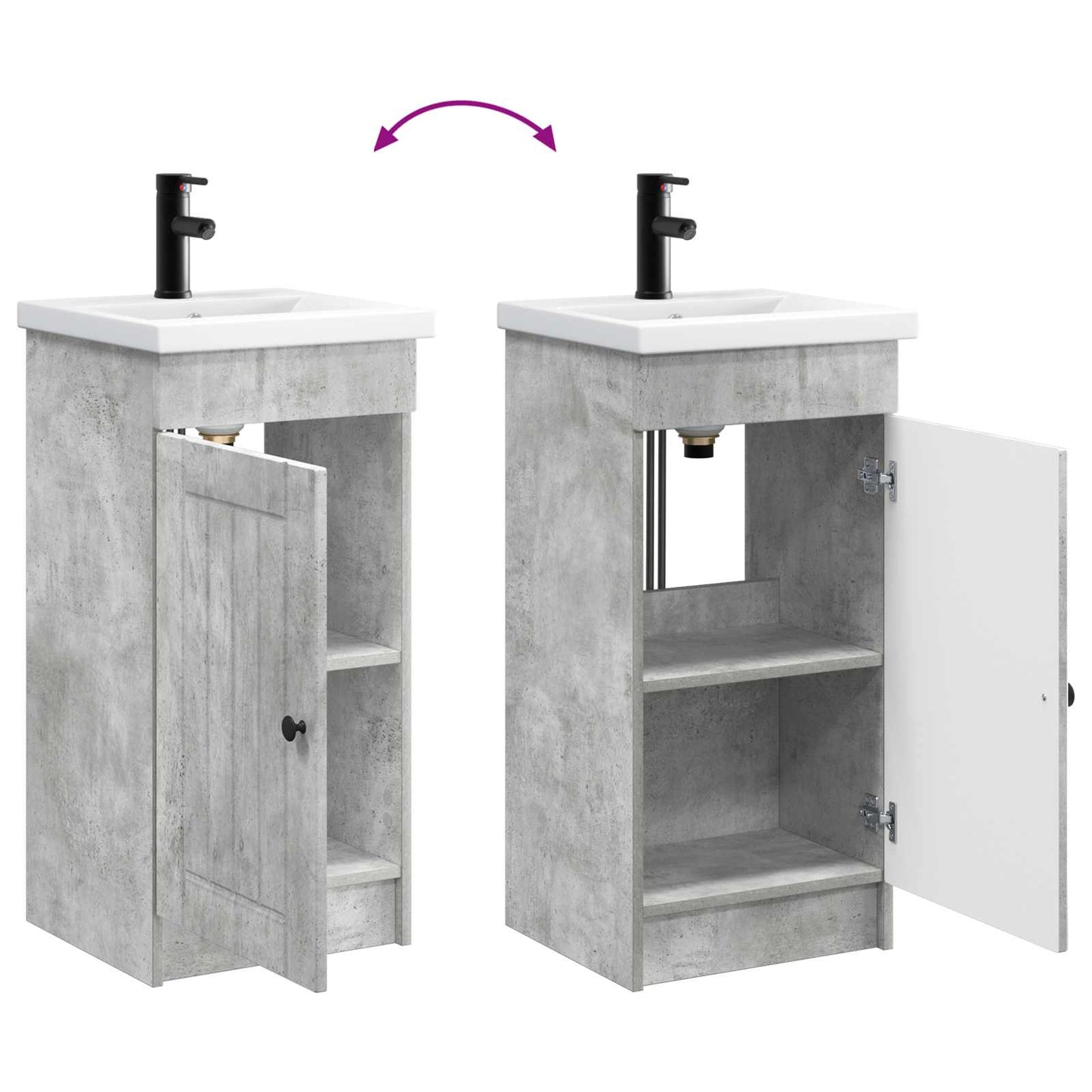 vidaXL Bathroom Vanity with Sink Concrete Grey 42 x 40 x 84.5 cm