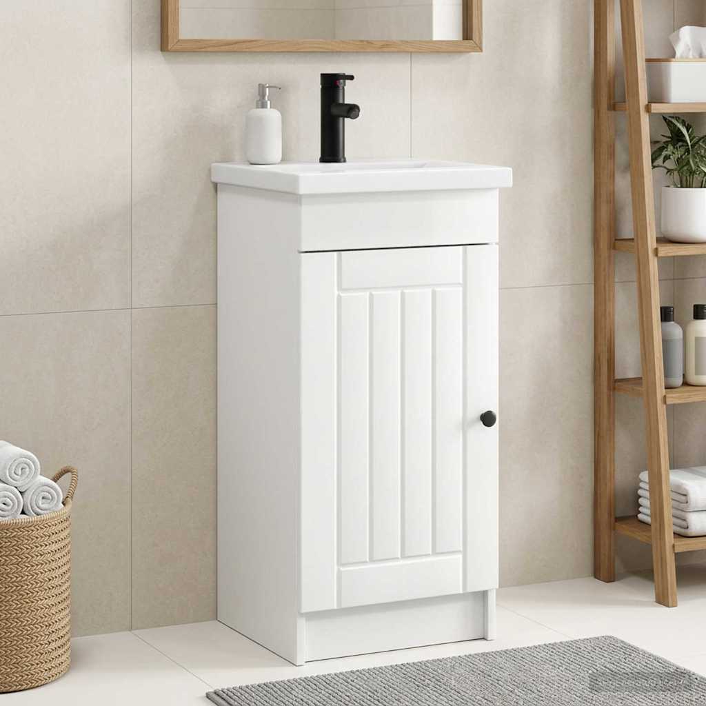 vidaXL Bathroom Vanity with Sink High Gloss White 42 x 40 x 84.5 cm