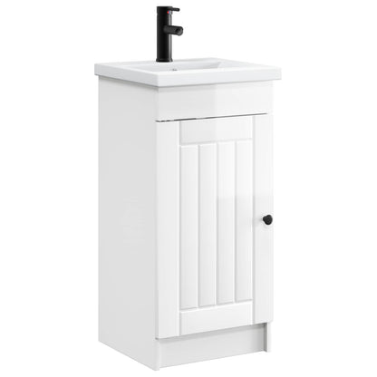 vidaXL Bathroom Vanity with Sink High Gloss White 42 x 40 x 84.5 cm
