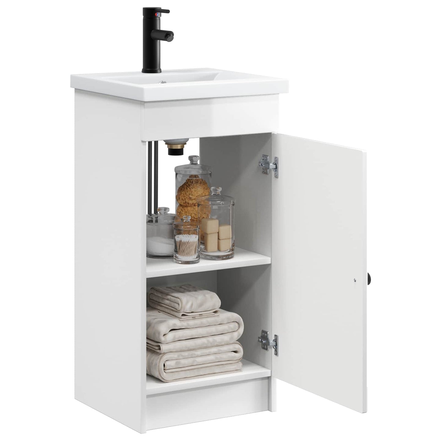 vidaXL Bathroom Vanity with Sink High Gloss White 42 x 40 x 84.5 cm