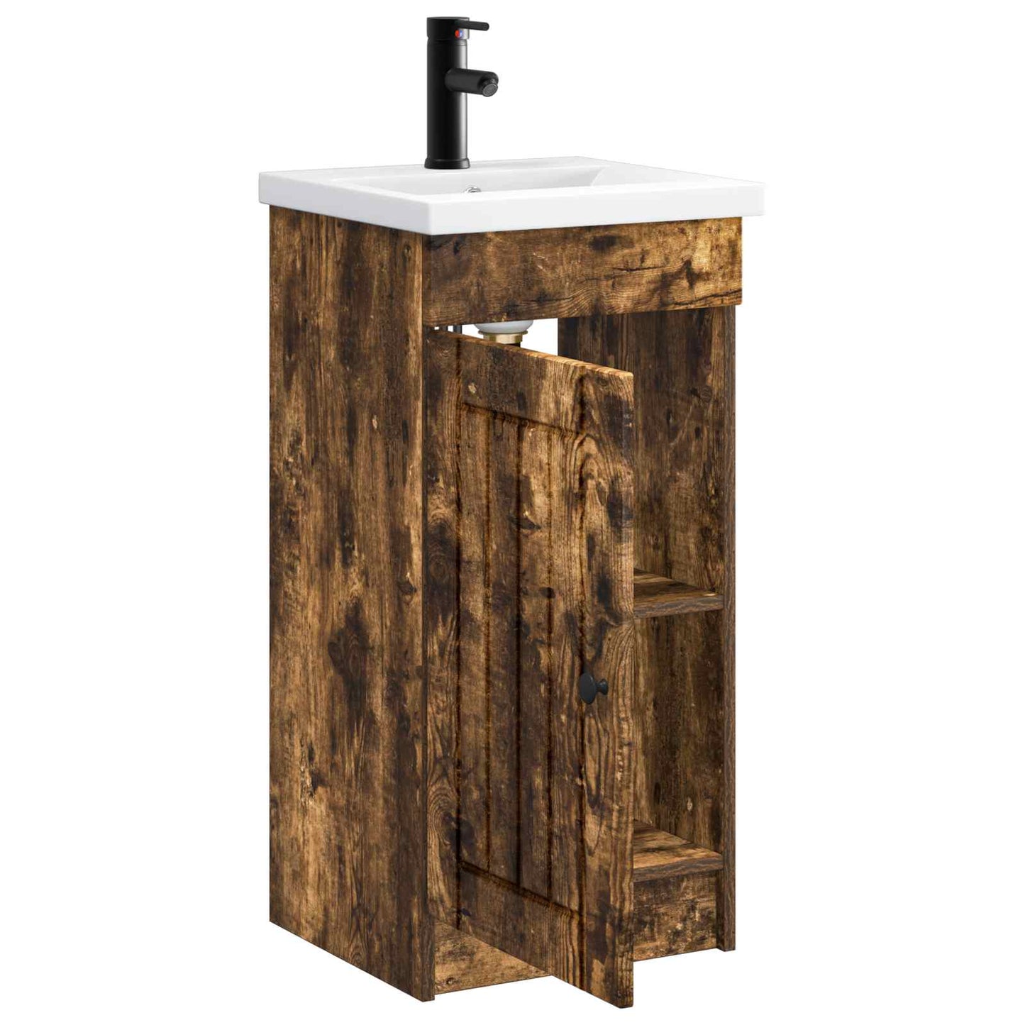 vidaXL Bathroom Vanity with Sink Smoked Oak 42 x 40 x 84.5 cm