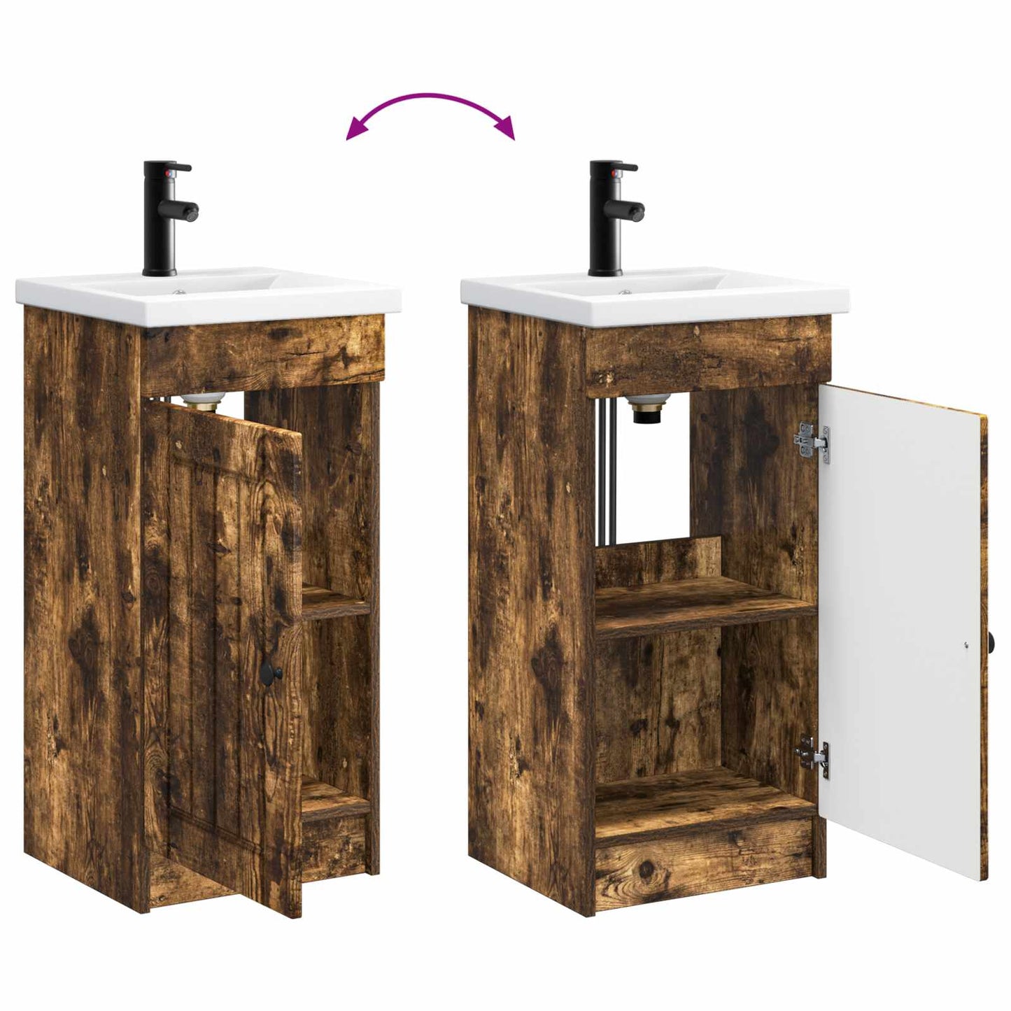 vidaXL Bathroom Vanity with Sink Smoked Oak 42 x 40 x 84.5 cm