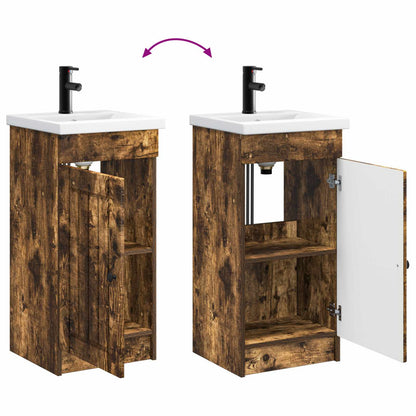 vidaXL Bathroom Vanity with Sink Smoked Oak 42 x 40 x 84.5 cm