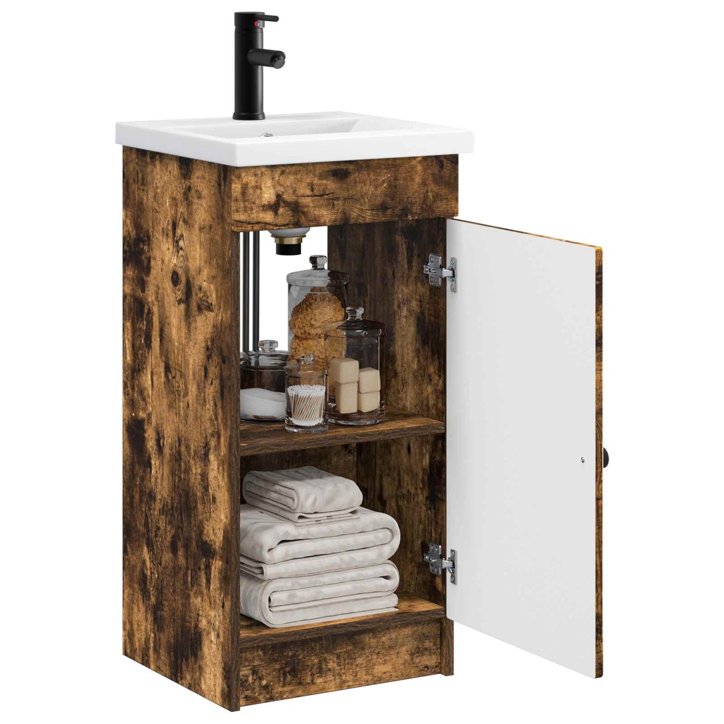 vidaXL Bathroom Vanity with Sink Smoked Oak 42 x 40 x 84.5 cm